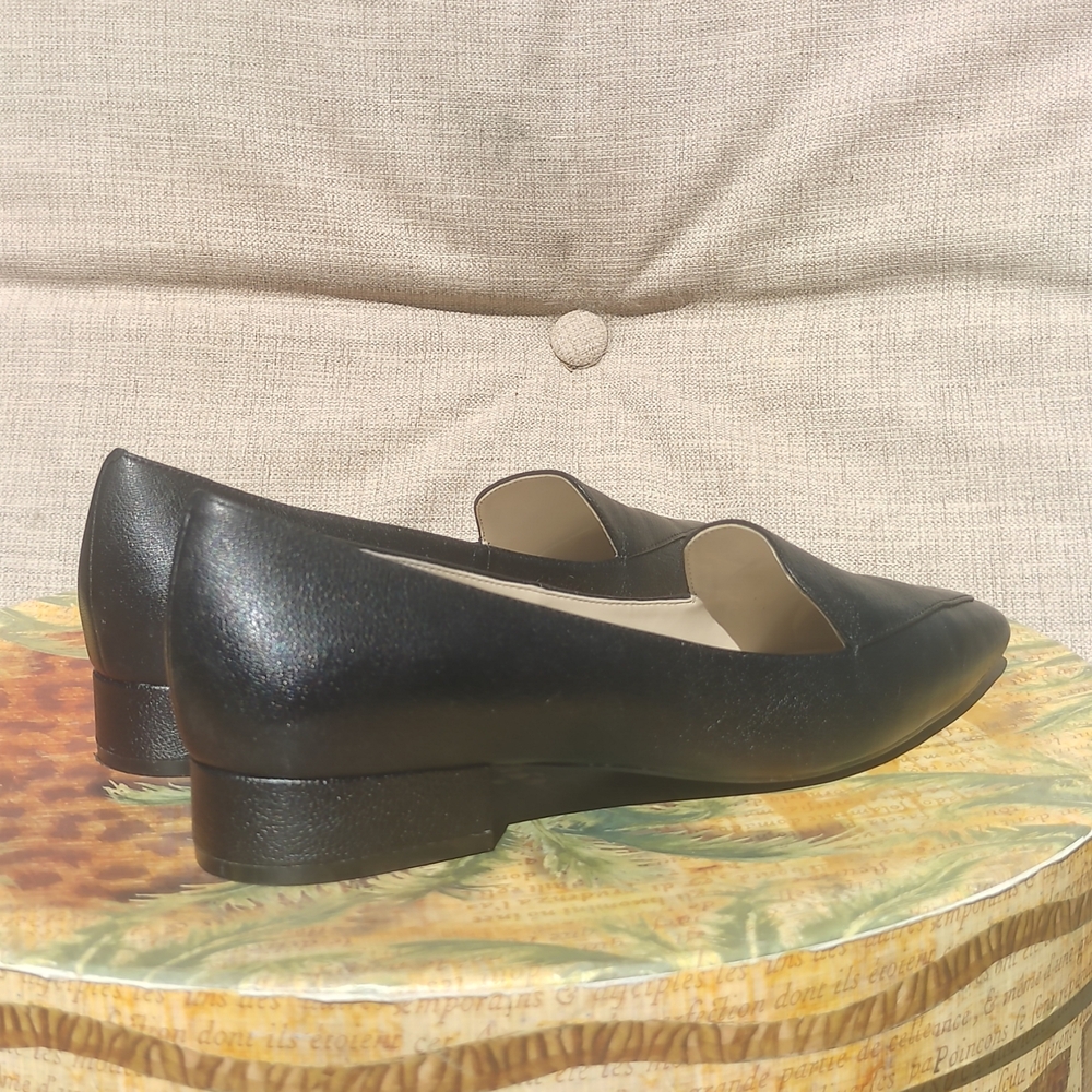 Cole Haan Black Pointed Leather Flat-Heel Loafers Slip On Size 8.5B - Picture 5 of 10